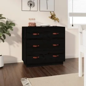 Sideboard aus massivem schwarzem Kiefernholz, 80 x 40 x 75 cm von vidaXL, Sideboards - Ref: Foro24-820111, Preis: 134,37 €, R...