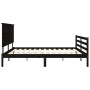 Bed frame with black solid wood headboard 200x200 cm by vidaXL, Beds and slatted bases - Ref: Foro24-3195245, Price: 186,21 €...