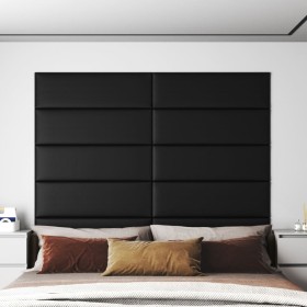 Paneles de pared 12 uds cuero sintético negro 90x30 cm 3,24 m²