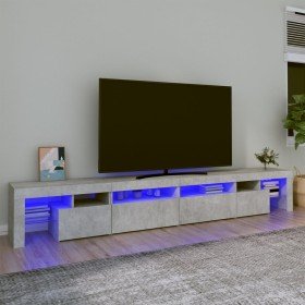 Mueble de TV con luces LED gris hormigón 260x36,5x40 cm