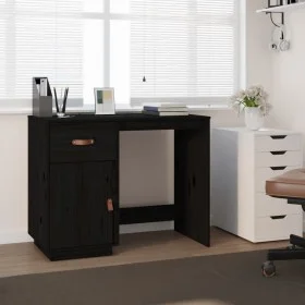 Schreibtisch aus massivem Kiefernholz schwarz 95x50x75 cm von vidaXL, Schreibtische - Ref: Foro24-820106, Preis: 140,74 €, Ra...