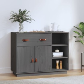 Solid gray pine wood sideboard 98.5x40x75 cm by vidaXL, Sideboards - Ref: Foro24-820139, Price: 184,14 €, Discount: %