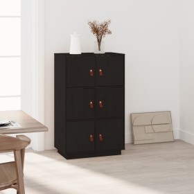 Sideboard aus massivem schwarzem Kiefernholz, 67 x 40 x 108,5 cm von vidaXL, Sideboards - Ref: Foro24-820176, Preis: 152,94 €...