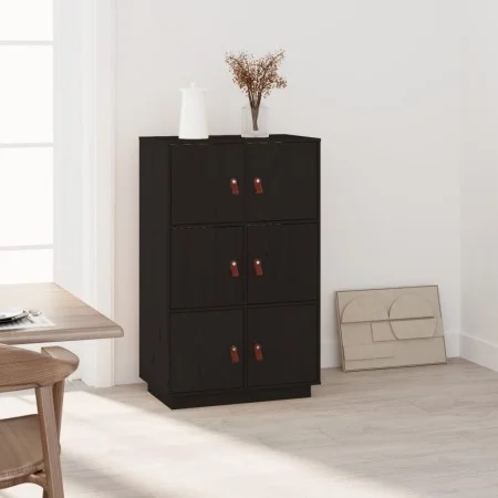 Sideboard aus massivem schwarzem Kiefernholz, 67 x 40 x 108,5 cm von vidaXL, Sideboards - Ref: Foro24-820176, Preis: 151,00 €...