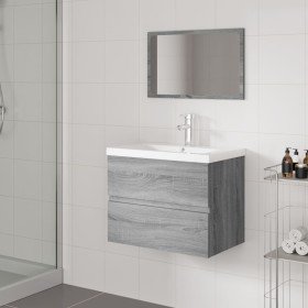 Set de muebles de baño madera contrachapada gris Sonoma en Muebles de baño | Comprar online en Foro24