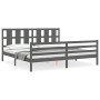 Gray solid wood bed frame with headboard 200x200 cm by vidaXL, Beds and slatted bases - Ref: Foro24-3194138, Price: 181,68 €,...