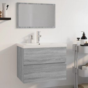 Set de muebles de baño madera contrachapada gris Sonoma Set de muebles de baño madera contrachapada gris Sonoma