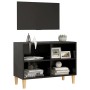 Mueble de TV con patas de madera maciza negro 69,5x30x50 cm de vidaXL, Muebles TV - Ref: Foro24-805924, Precio: 45,27 €, Desc...