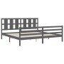 Gray solid wood bed frame with headboard 200x200 cm by vidaXL, Beds and slatted bases - Ref: Foro24-3194138, Price: 181,68 €,...