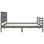 Gray solid wood bed frame with headboard 200x200 cm by vidaXL, Beds and slatted bases - Ref: Foro24-3194138, Price: 181,68 €,...