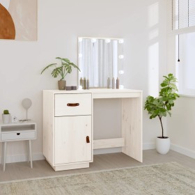 Mesa tocador con LED madera maciza pino blanco 95x50x133,5 cm by vidaXL, Bedroom Dressers - Ref: Foro24-820093, Price: 186,09...