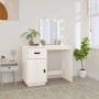 Mesa tocador con LED madera maciza pino blanco 95x50x133,5 cm de vidaXL, Tocadores para dormitorios - Ref: Foro24-820093, Pre...