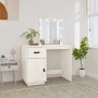 Mesa tocador con LED madera maciza pino blanco 95x50x133,5 cm by vidaXL, Bedroom Dressers - Ref: Foro24-820093, Price: 183,41...