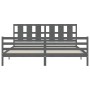 Gray solid wood bed frame with headboard 200x200 cm by vidaXL, Beds and slatted bases - Ref: Foro24-3194138, Price: 181,68 €,...