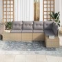 Conjunto de sofá de jardín 5 pcs Beige Poliratán