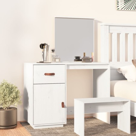 Weißer Frisiertisch aus massivem Kiefernholz 95x50x134 cm von vidaXL, Schlafzimmerkommoden - Ref: Foro24-820088, Preis: 124,2...