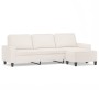 Sofá de 3 plazas y taburete tela microfibra beige 210 cm