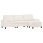 Sofá de 3 plazas y taburete tela microfibra beige 210 cm
