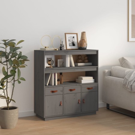 Hohes Sideboard aus massivem grauem Kiefernholz, 100 x 40 x 108,5 cm von vidaXL, Sideboards - Ref: Foro24-820164, Preis: 193,...