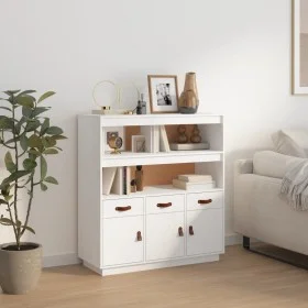 Hohes Sideboard aus massivem weißem Kiefernholz, 100 x 40 x 108,5 cm von vidaXL, Sideboards - Ref: Foro24-820163, Preis: 157,...
