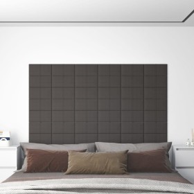 Paneles de pared 12 uds tela gris oscuro 30x15 cm 0,54 m²