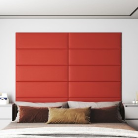 Paneles de pared 12 uds cuero sintético rojo 90x30 cm 3,24 m²