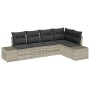 Conjunto de sofá de jardín 5 pcs Gris claro Poliratán