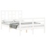 Weißer Massivholzbettrahmen mit Kopfteil 120x200 cm von vidaXL, Betten und Lattenroste - Ref: Foro24-3193917, Preis: 125,16 €...