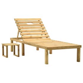 Tumbona de jardín con mesa de madera de pino impregnada