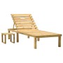 Tumbona de jardín con mesa de madera de pino impregnada