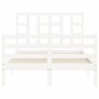 Weißer Massivholzbettrahmen mit Kopfteil 120x200 cm von vidaXL, Betten und Lattenroste - Ref: Foro24-3193917, Preis: 125,16 €...