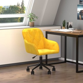 Silla de oficina giratoria de terciopelo amarillo