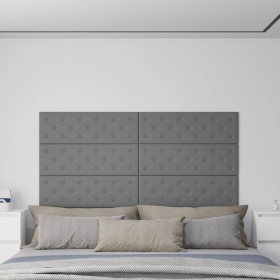 Paneles de pared 12 uds cuero sintético gris 90x30 cm 3,24 m²