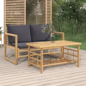 2-teiliges Gartenmöbel-Set aus Bambus mit dunkelgrauen Kissen von vidaXL, Gartensets - Ref: Foro24-319266, Preis: 245,57 €, R...