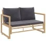 2-piece bamboo garden furniture set with dark gray cushions by vidaXL, Garden sets - Ref: Foro24-319266, Price: 246,45 €, Dis...