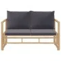 Set de muebles de jardín 2 piezas bambú con cojines gris oscuro de vidaXL, Conjuntos de jardín - Ref: Foro24-319266, Precio: ...