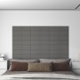 Paneles de pared 12 uds tela gris claro 60x15 cm 1,08 m²