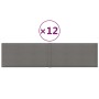 Paneles de pared 12 uds tela gris claro 60x15 cm 1,08 m²