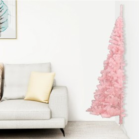 Medio árbol de Navidad artificial con soporte PVC rosa 180 cm
