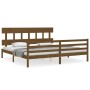 Honey brown solid wood bed frame and headboard 200x200 cm by vidaXL, Beds and slatted bases - Ref: Foro24-3195179, Price: 171...