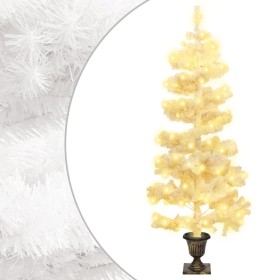 Spiral Christmas tree with flower pot and white PVC LEDs 120 cm by vidaXL, Christmas trees - Ref: Foro24-344652, Price: 27,33...