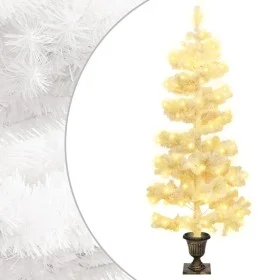 Spiral Christmas tree with flower pot and white PVC LEDs 120 cm by vidaXL, Christmas trees - Ref: Foro24-344652, Price: 27,33...