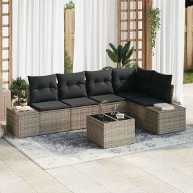 Conjunto de sofá de jardín 6 pcs Gris ratán sintético en Conjuntos de jardín | Comprar online en Foro24