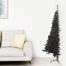 Medio árbol de Navidad artificial con soporte PVC negro 240 cm