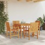 Conjunto de Comedor de Jardín 5 pcs Marrón 90 x 90 x 74 cm