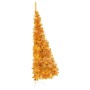 Medio árbol de Navidad artificial con soporte PVC dorado 240 cm