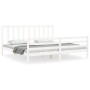 White solid wood bed frame with headboard 200x200 cm by vidaXL, Beds and slatted bases - Ref: Foro24-3193812, Price: 155,56 €...
