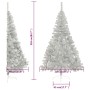 Medio árbol de Navidad artificial y soporte PVC plateado 210 cm