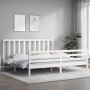 Weißer Massivholzbettrahmen mit Kopfteil 200x200 cm von vidaXL, Betten und Lattenroste - Ref: Foro24-3193812, Preis: 155,38 €...