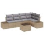 Conjunto de sofá de jardín 6 pcs Beige Poliratán